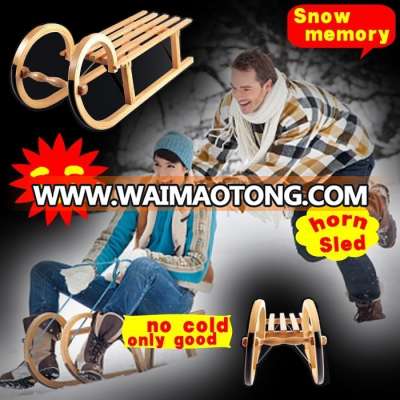 Traditional Wooden Horn Snow Sledge Sled